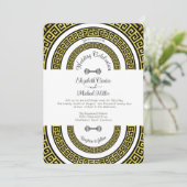 きらきらと輝くゴールドの箔効果グリークミーンダ無限 招待状 (スタンド正面)