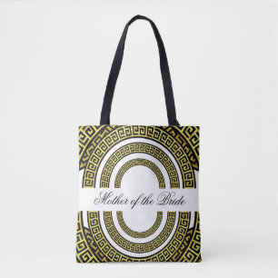 きらきらと輝くゴールドの箔効果 グリックミーアンダーパターン 無限 トートバッグ