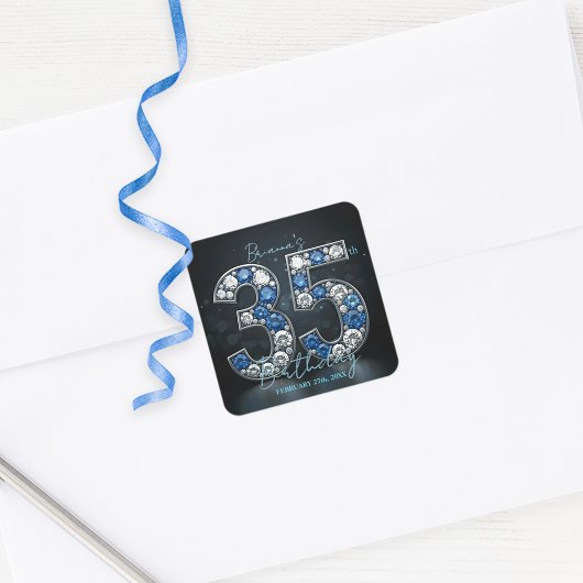 きらきらと輝くサファイアダイヤモンド 35歳の誕生日ジュエリー スクエアシール