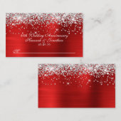 きらきらと輝くシルバーとレッドの40周年結婚記念日 プレイスカード (正面/裏面)