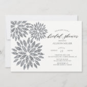 きらきらと輝くシルバーのダリアの結婚前お披露目パーティー 招待状 (正面)