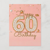 きらきらと輝くパールとゴールドのアクセント 60歳の誕生日 ポストカード (正面)