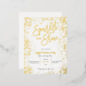 きらきらと輝くホイルのクリスマスパーティー招待状 箔シーズンポストカード (正面/裏面)