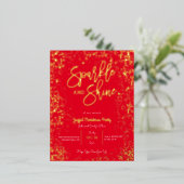 きらきらと輝くホイルのクリスマスパーティー招待状 箔シーズンポストカード (立ち正面)