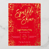 きらきらと輝くホイルのクリスマスパーティー招待状 箔シーズンポストカード (正面)