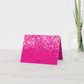 きらきらと輝くホットピンクのスイート16 サンキューカード (裏面)