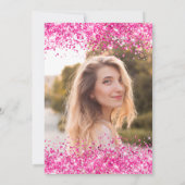 きらきらと輝くホットピンクのラズベリーオンブレ写真 招待状 (裏面)