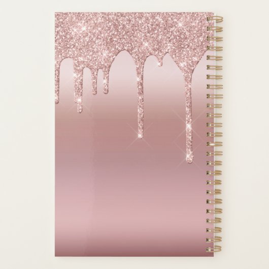 きらきらと輝くローズゴールドのカスタマイズ プランナー手帳 (裏面)