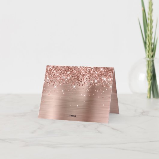 きらきらと輝くローズゴールドの箔 60歳の誕生日お礼メッセージ カード (裏面)