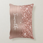 きらきらと輝くローズゴールドの豪華なスクリプト名 アクセントクッション (正面(垂直))