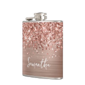 きらきらと輝くローズゴールドの豪華な名前 フラスク (左)