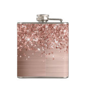 きらきらと輝くローズゴールドの豪華な名前 フラスク (裏面)