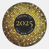 きらきらと輝く円形ライトの新年のお祭り ラウンドシール (正面)