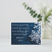 きらきらと輝く冬の雪の結晶のホリデーグリーティング シーズンポストカード (スタンド正面)