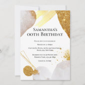 きらきらと輝く抽象的なゴールドとピンクの形の水彩画の豪華さ 招待状 (正面)