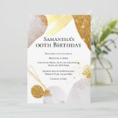 きらきらと輝く抽象的なゴールドとピンクの形の水彩画の豪華さ 招待状 (スタンド正面)