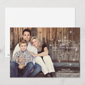 きらきらと輝く白い星のホリデー フォト カード (正面/裏面)