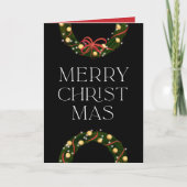 きらきらと輝く花輪のクリスマス シーズンカード (正面)