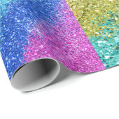 きらきらと輝く虹色のスパークル渦巻き ラッピングペーパー (ロールコーナー)