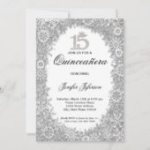 きらきらと輝く銀色の冬のキンチェアネラ招待状 招待状 (正面)