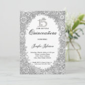 きらきらと輝く銀色の冬のキンチェアネラ招待状 招待状 (スタンド正面)