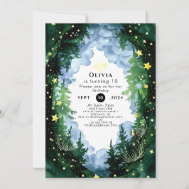 きらきらと輝く魔法の森の誕生日 招待状