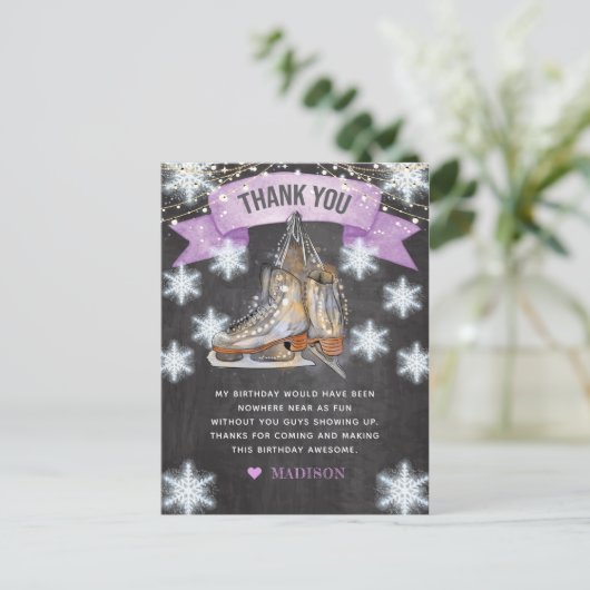 きらきらアイススケートの女の子の誕生日 ポストカード (スタンド正面)