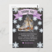 きらきらアイススケートの女の子の誕生日 ポストカード (正面/裏面)