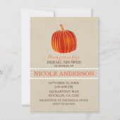 きらきらオレンジ色の小さなかぼちゃ 秋のブライダルシャワー 招待状 (正面)