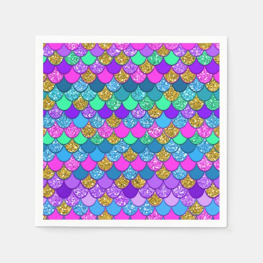 きらきらカラフルな人魚の誕生日パーティー スタンダードカクテルナプキン (正面)
