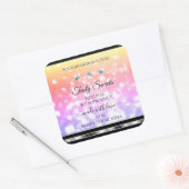 きらきらカラフルグリッター商品ラベル ダイヤモンド スクエアシール (封筒)