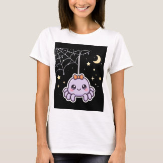 きらきらクモの巣Tシャツ かわいいスパイダー Tシャツ