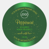 きらきらグリーンの製品ラベル ソフトグリッター ロゴ追加 ラウンドシール (正面)