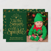 きらきらグリーンゴールド写真「 Tis The Season 」 シーズンカード (正面/裏面)