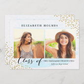 きらきらコンフェッティ スプラッシュ2 フォト 卒業式 青 招待状 (正面/裏面)