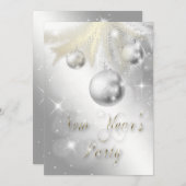 きらきらゴールドとシルバーの装飾 新年のパーティー 招待状 (正面/裏面)