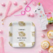 きらきらゴールドのパームツリーリーフ ウェディング ブライダルシャワー ペーパープレート (パーティー)