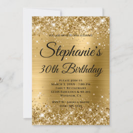 きらきらゴールドのファンシーなモノグラム 30歳の誕生日 招待状