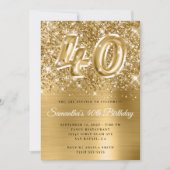 きらきらゴールドの華やかな40歳の誕生日 招待状 (正面)
