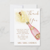 きらきらシャンパン素敵な カップル 婚約写真 サンキューカード (正面)