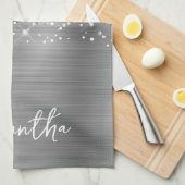 きらきらシルバーグロムネーム キッチンタオル (四つ折り)