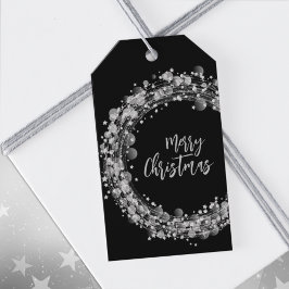 きらきらシルバースター メリークリスマス ブラック ギフトタグ