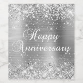 きらきらシルバーフォイル ハッピーアニバーサリー ワインラベル (シングルラベル)