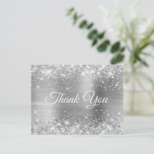 きらきらシルバーフォイル 40歳の誕生日お礼メッセージ ポストカード (スタンド正面)