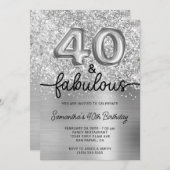 きらきらシルバー グラム40 誕生日おめでとう 招待状 (正面/裏面)
