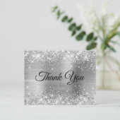 きらきらシルバー メタリック 75歳の誕生日お礼メッセージ ポストカード (スタンド正面)