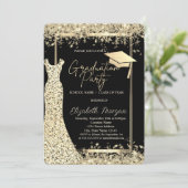 きらきらドレス 金色のコンフェッティ 卒業式 招待状 (スタンド正面)