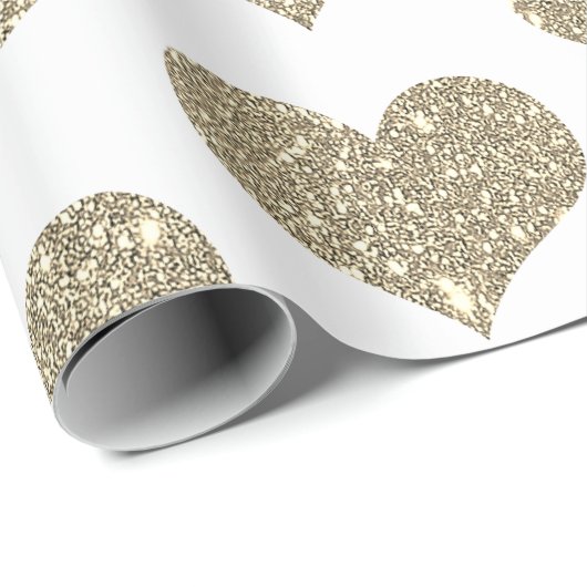 きらきらハート模様 ゴールド ゴールデン ホワイト スパークル ラッピングペーパー (ロールコーナー)