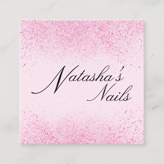 きらきらピンクのグリッター スクエア名刺 (正面)