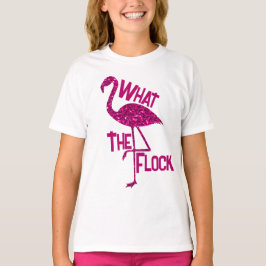 きらきらピンクのフラインゴ ピンクのスパークル ワッ flock tシャツ